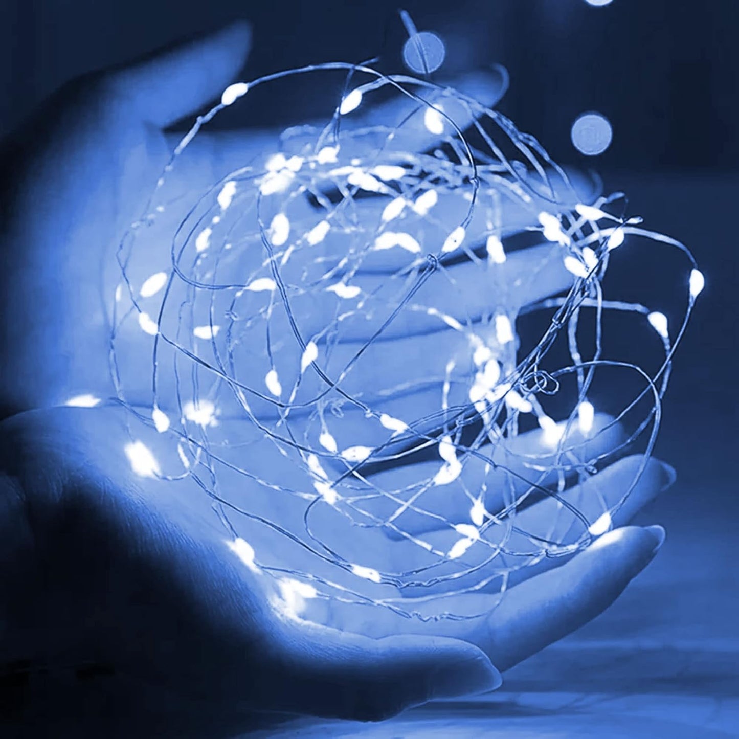 Dazzle Bright Fairy Lights Battery Operated, 2 Pack Total 40FT 120LED Silver Wire Waterproof Battery Operated String Lights, Christmas Decorations for Indoor Outdoor Bedroom Yard Decor, White