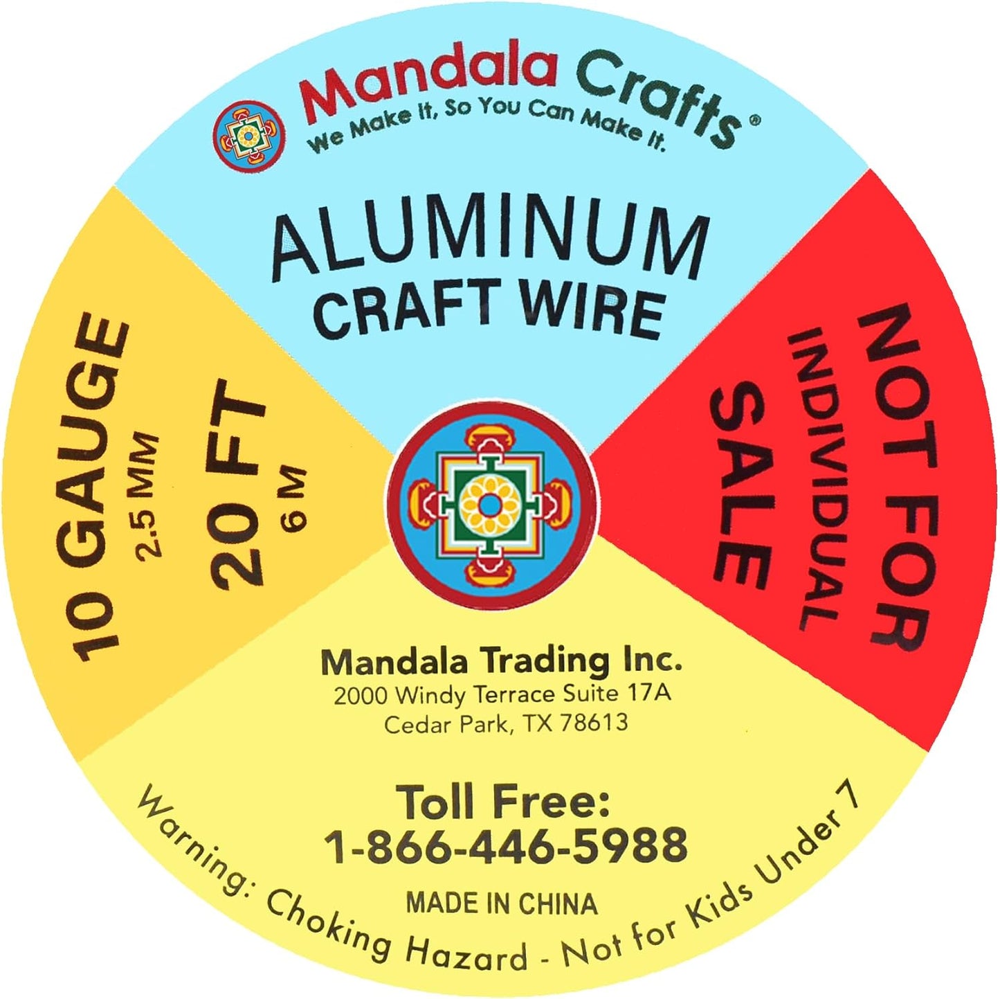 Mandala Crafts 10 Gauge Anodized Aluminum Craft Wire for Jewelry Making - 120 FT Colored Flexible Silver Copper Light Gold Gray Gold Red Wire - Bendable for Bonsai Armature Crafting Sculpting