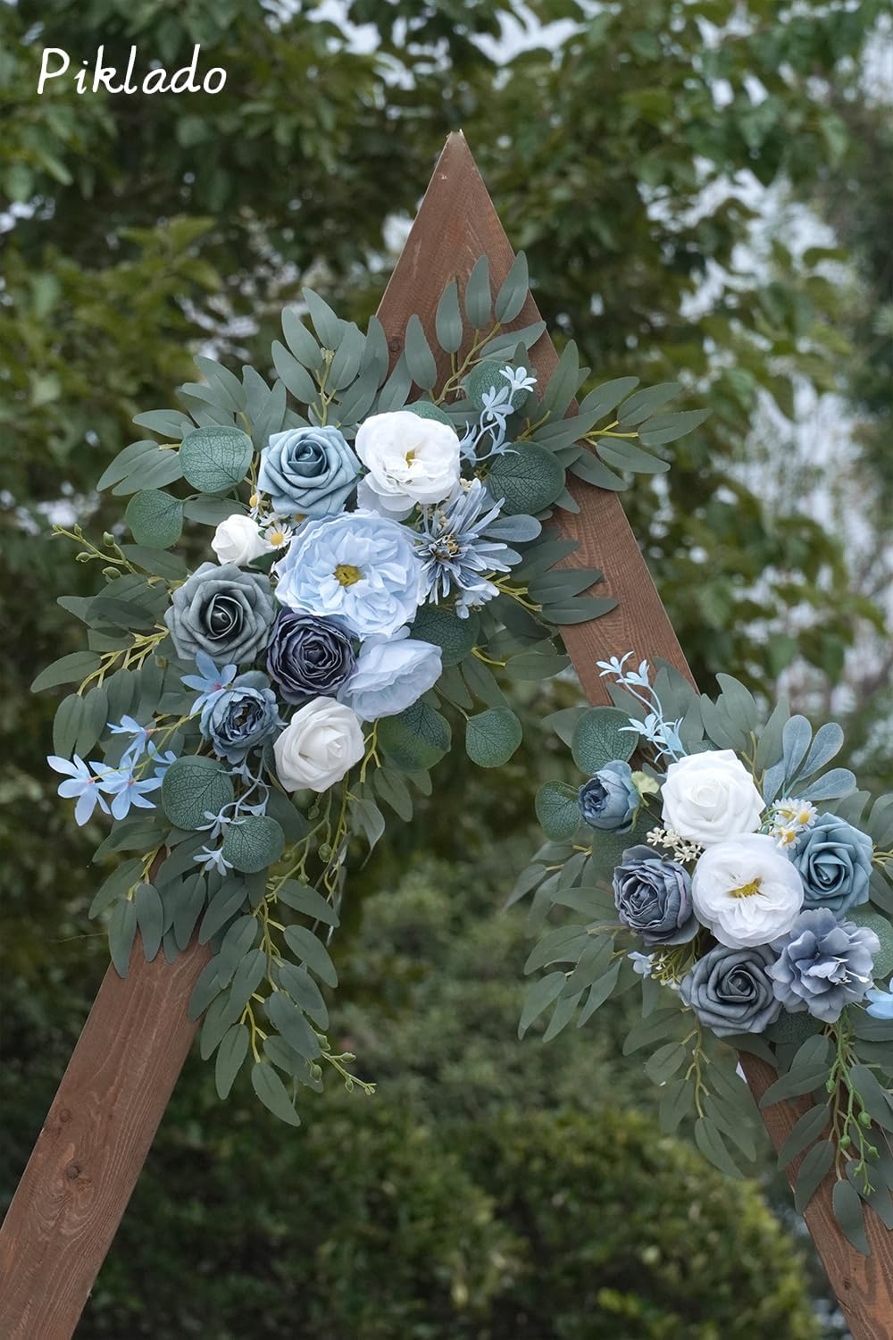 Faux Flower Swag Set of 2 for Wedding Welcome Signs Floral Swag Wedding Reception Ceremony Signs Decor (Blue)