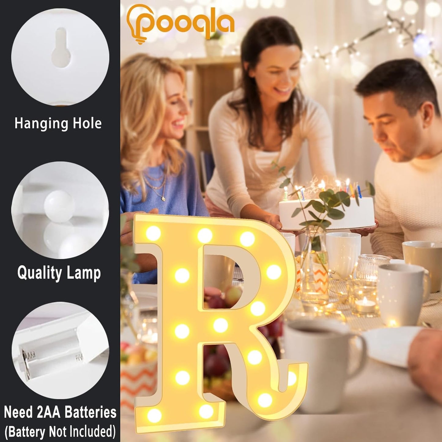 Pooqla LED Marquee Letter Lights, Warm White and Cool White Decorative Lighted Letters, Light Up Alphabet Letters for Boys Girls, Party, Wedding, Bar, Night Light, Birthday Decoration, Letter Z