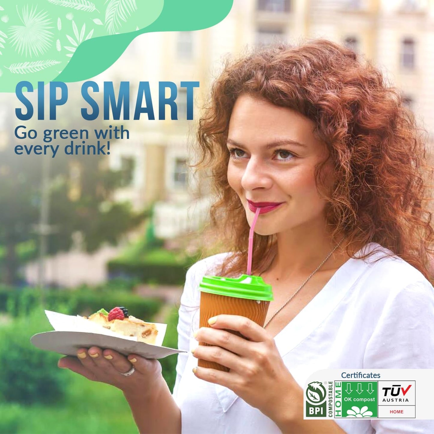 Weemium Compostable Straws Disposable 300 Pack | 100% Plant-Based Plastic-free, Disposable and Biodegradable | Flexible Colorful Drinking Straws are Best Alternative to Plastic