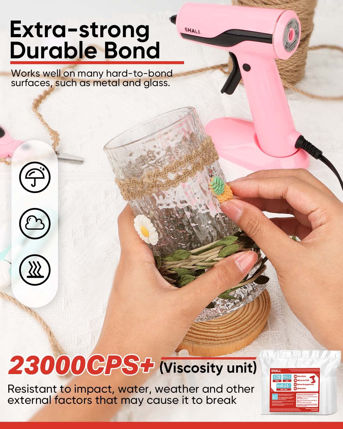 SHALL Full Size Hot Glue Sticks, 0.43” Dia x 4” Long, 120-pack Clear Hot Melt Glue Gun Sticks for All-Temp Glue Guns, Multipurpose for Kids Adults DIY Art Craft Sealing Repairing Festival Decoration