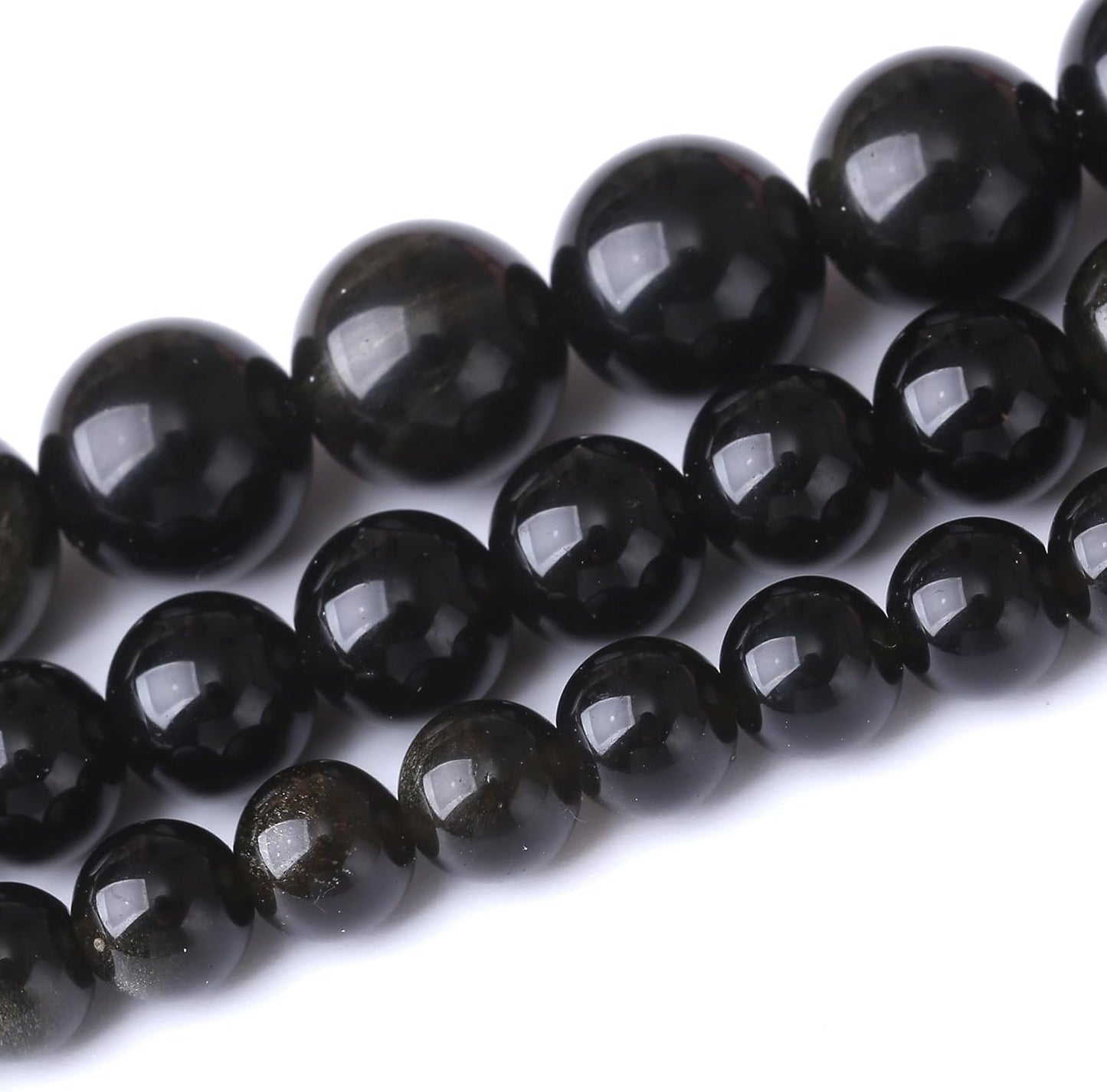 Gold Obsidian Stone Beads for Jewelry Making DIY Craft Gemstone Beads Kit (8mm, 45pcs) Cosmic Crystal Pebbles for Bracelets, Necklaces, Home Decor