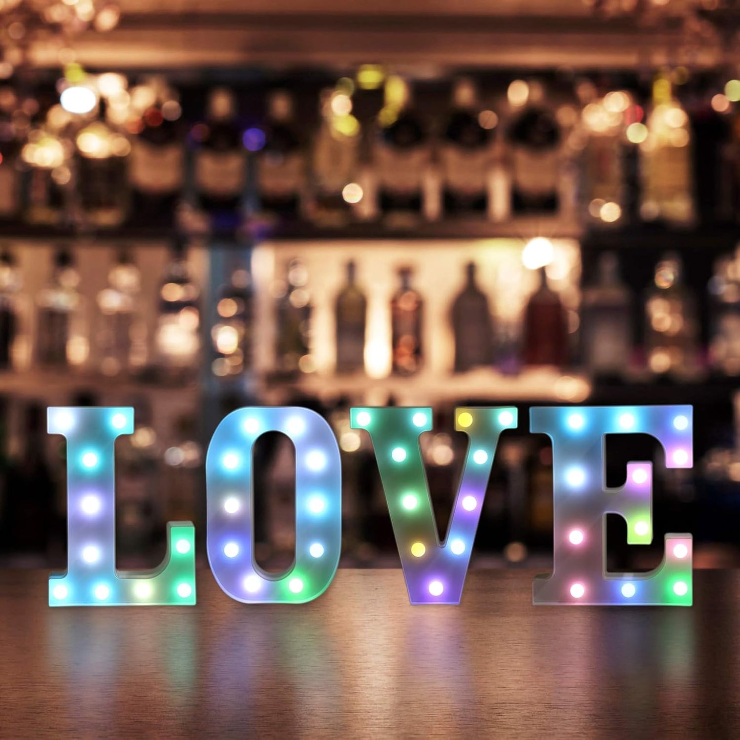 Foaky Colorful LED Letter Lights with Remote,Marquee Light Up Letters Sign for Night Light Wedding/Birthday Party Battery Powered Christmas Lamp Home Bar Decoration(Q)