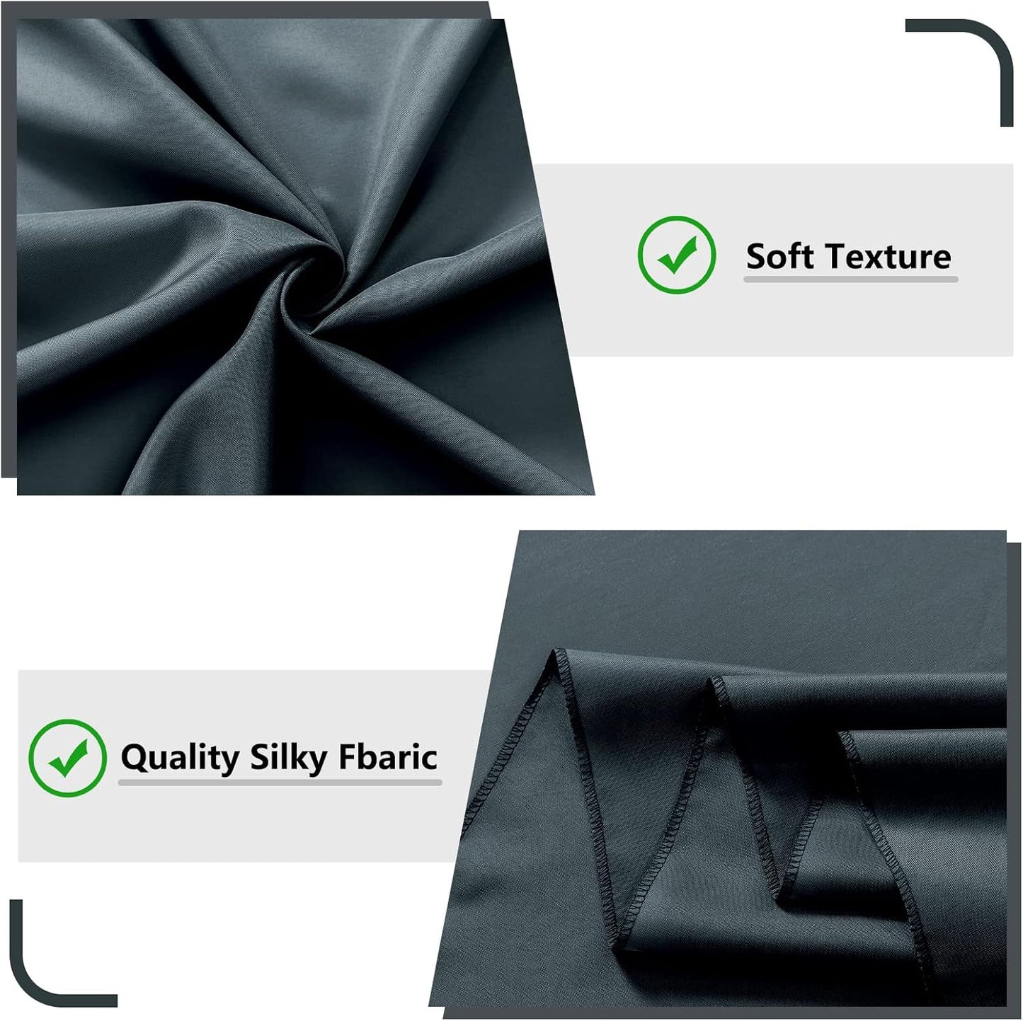 MYSKY HOME 10ft x 10ft Bluish Grey Curtains for Parties, Weddings, Stage, 5ft x 10ft, 2 Panels