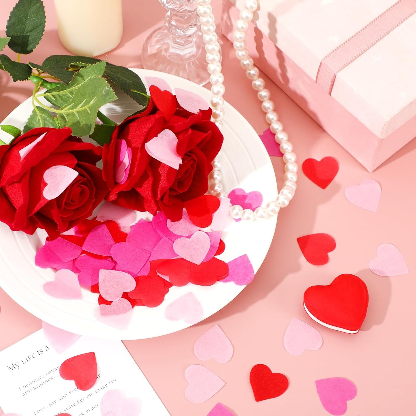 MARFOREVER Valentine's Day Heart Paper Confetti, Red Heart Tissue Decorations Valentine Party Scatter Table Confetti Sprinkles Hearts for Balloons Wedding Birthday Festival Supplies