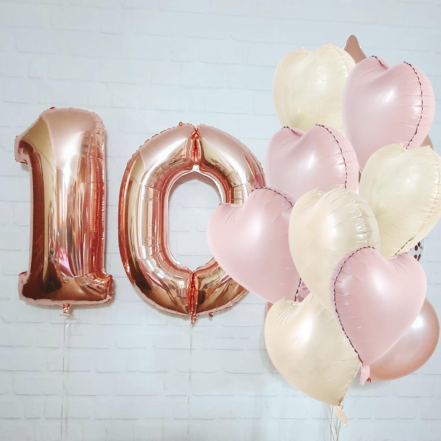 TONIFUL 30Pcs 18 Inch Pastel Pink Cream White Heart Balloons Valentine’s Day Heart Shape Foil Mylar Balloons Decoration for Valentine's Day Wedding Bridal Shower Anniversary Engagement Party Supplies