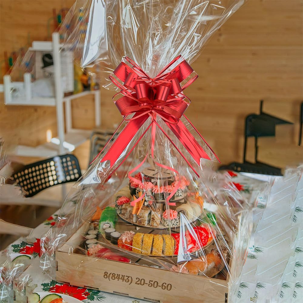 WEWILUCK Gift Bows for Presents, 15PCS Red Bows for Gift Wrapping, 6 Inch Gift Bows with Ribbon for Christmas, Hanukkah, Birthday, Any Occasion