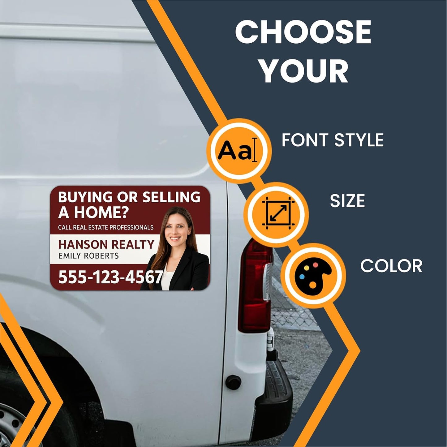 Magnet Me Up Custom Car Magnet for Business – Personalized Magnetic Sign for Cars & Trucks – Customized with Full Color Image, Add Logo, Text – Choose Your Size, Templates Available, Made in USA