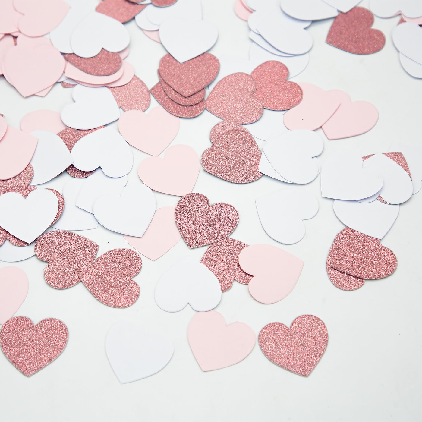 Rose-Gold Pink White Party Decorations – 300Pcs Paper Heart Confetti Birthday Decorations Valentines Day Decorations Baby Girl Shower Women Bridal Wedding Engagement Bachelorette HongTongTong