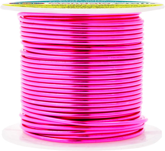 Mandala Crafts 14 Gauge Anodized Aluminum Craft Wire for Jewelry Making - 60 FT Colored Flexible Hot Pink Wire - Bendable for Bonsai Armature Crafting Sculpting