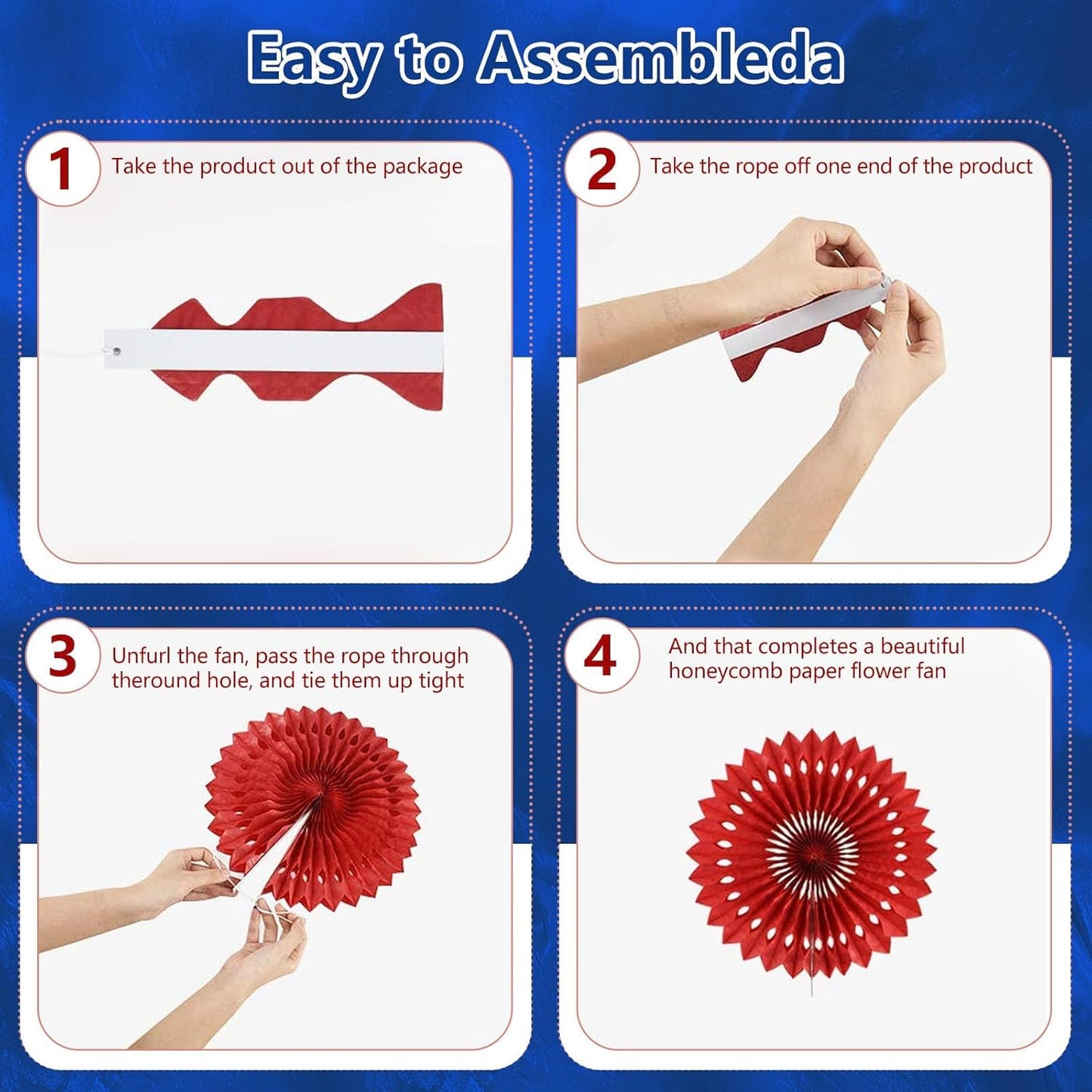 20 Pcs Navy Blue Hanging Paper Fan, Hanging Honeycomb Round Paper Fans for Weddings, Birthdays, Easter, Baby Showers, Classroom, Events Ceiling Party Supplies Decorations