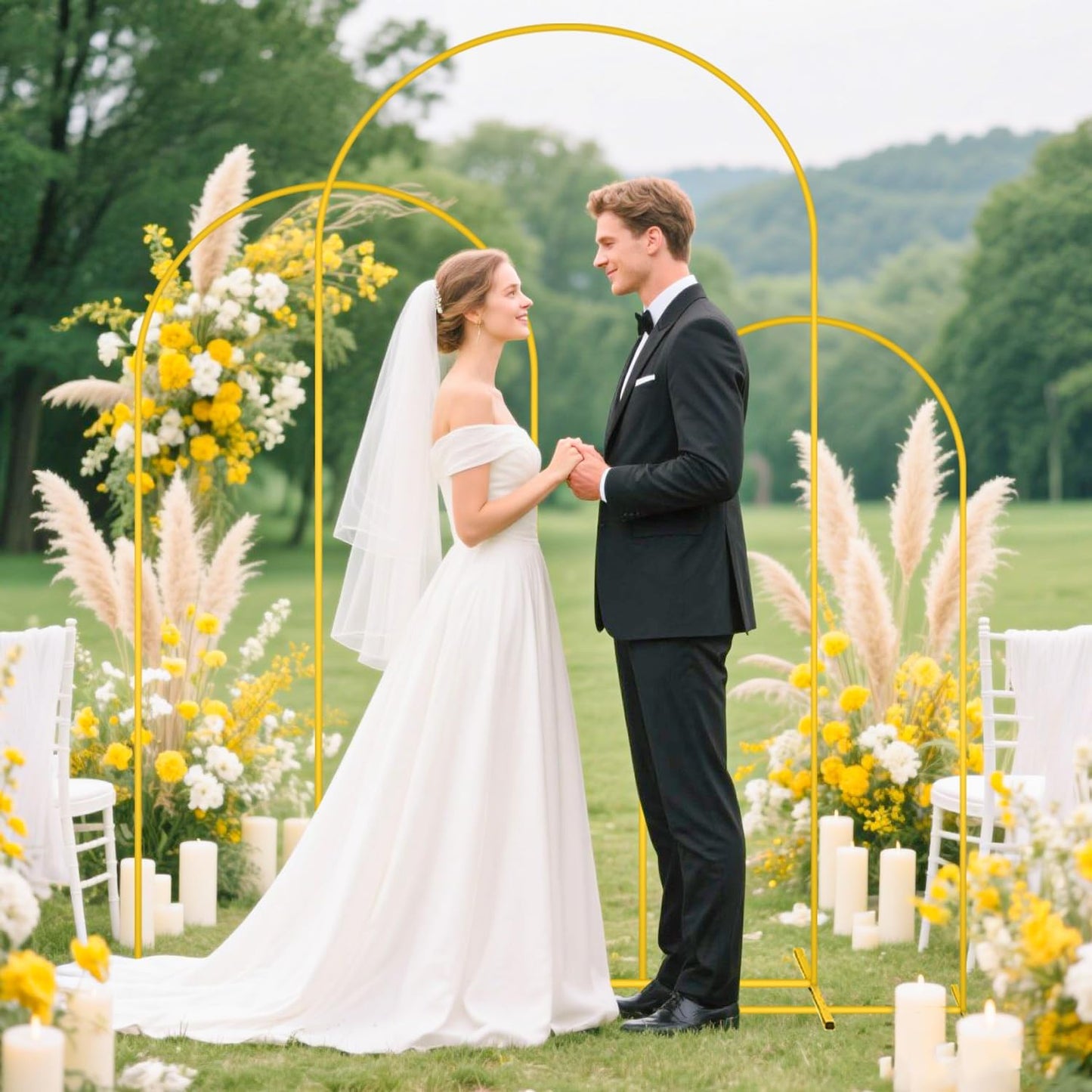 MODFUNS Arch Backdrop Stand and Cover Set Silver Arch Backdrop Cover 6ft 5ft 4ft Gold Wedding Arch Frame Sequin Arch Covers with Stand Double Sided Arch Back Drop for Wedding Reception Banquet Decor