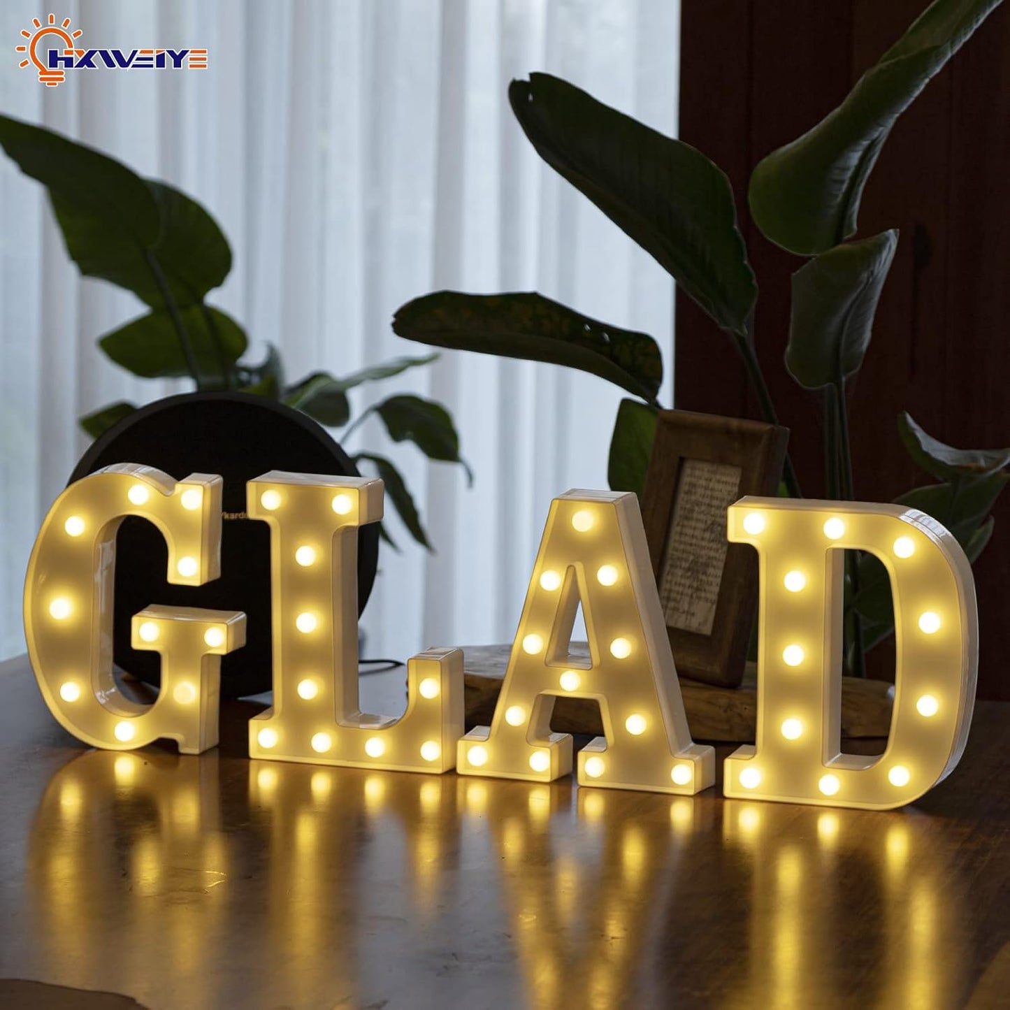 HXWEIYE Light Up Letters LED Marquee Sign 26 Alphabet and 10 Number Big Lights for Party Birthday Bar Battery Powered Christmas Decor (Warm White)
