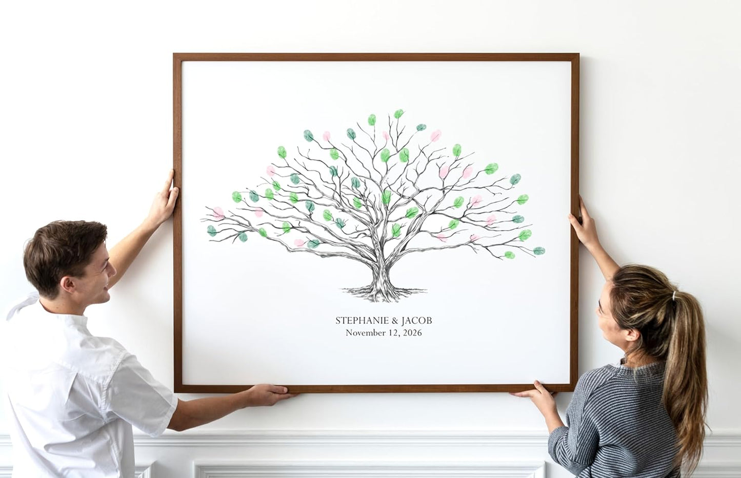 Guestbook Tree, Low Oak Thumbprint Alternative Guest Book Wedding, Family Reunions (Guestbook Sizes: 13" x 19" to 24" x 36")