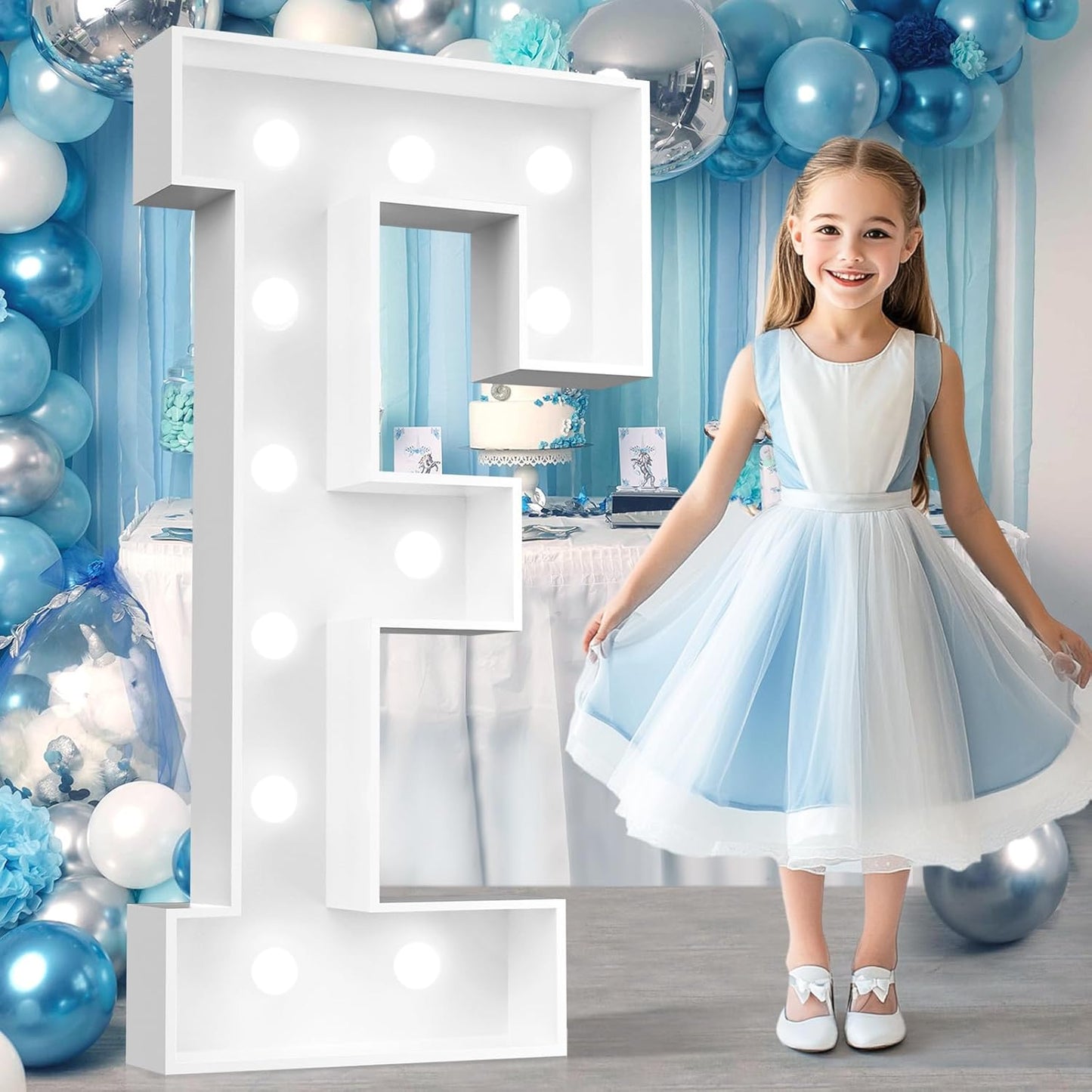 Ledido 4FT Marquee Light Up Letters, Cool White Light Up Letters Large Marquee Letter for Party Decorations, Mosaic Letter F for Balloons, Wedding Birthday Graduation Decor