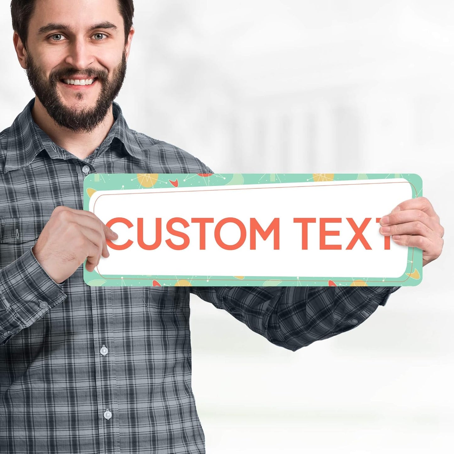 Custom Sign, Custom Street Sign, 11 Font Colors, 13 Font Styles, 4 Hole Options, 22 Sizes, 6x18 Inches, Rust Free DiBound, Fade Resistant, Made in USA by My Sign Center (Mid-Century Modern 1)