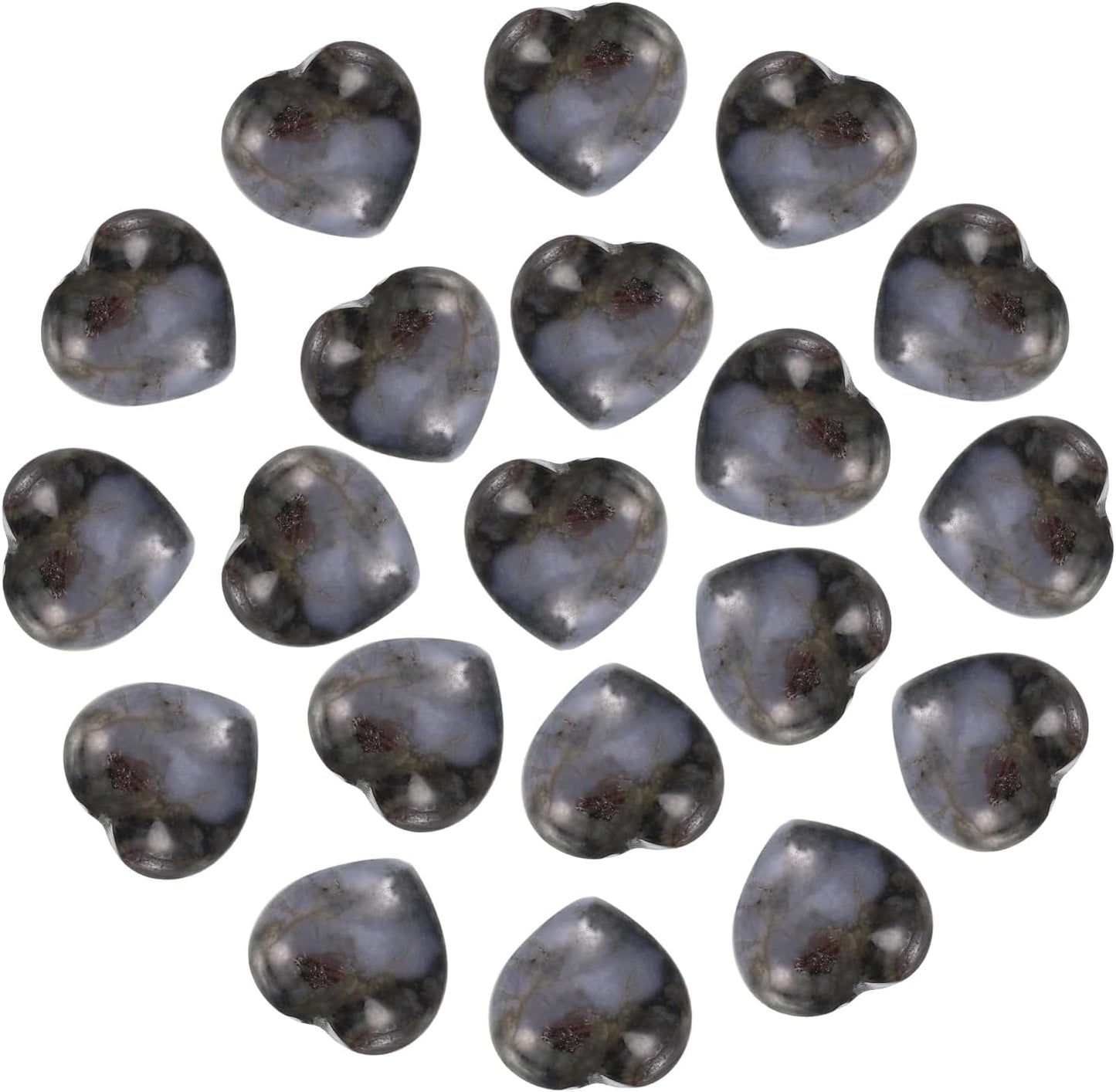 PATIKIL 20 Pcs Natural Heart Shaped Crystal Stone, 0.6 Inch Mini Polished Love Gemstone Crystal, Pocket Rock Engraved Worry Stones for Women Gifts Meditation, Black White