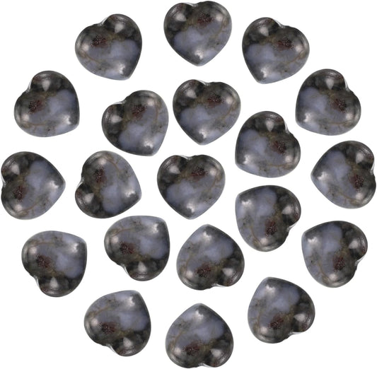 PATIKIL 20 Pcs Natural Heart Shaped Crystal Stone, 0.6 Inch Mini Polished Love Gemstone Crystal, Pocket Rock Engraved Worry Stones for Women Gifts Meditation, Black White
