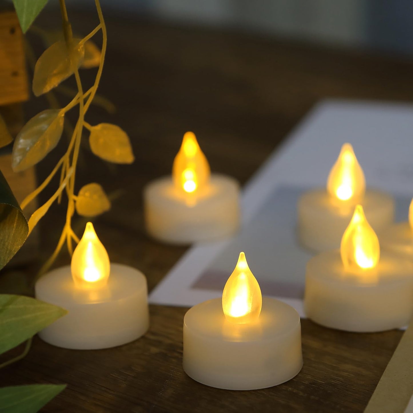 6 Flameless Votive Tealight Candles with 6-hour Daily Cycle Time Flickering Battery Operated Electric Electronic LED Tea Lights, Christmas Décor Xmas Lighting Wedding Party Decorations Batteries Incl.