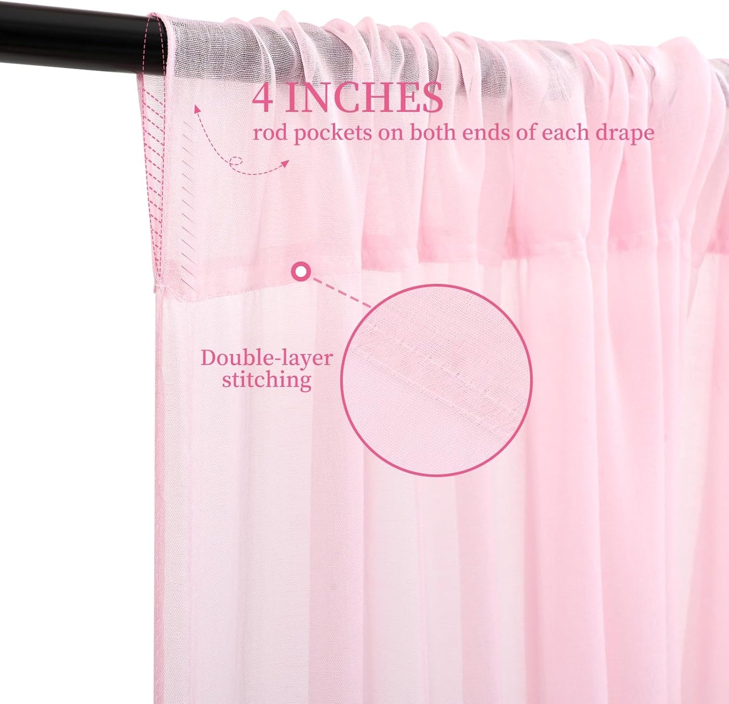 6 Panels Pink Ceiling Drapes for Wedding, 5ftx15ft Ceiling Drapes Cheesecloth Sheer Fabric Curtain Wedding Arch Draping Fabric Romantic Ceilings Decorations for Weddings Party Ceremony Stage