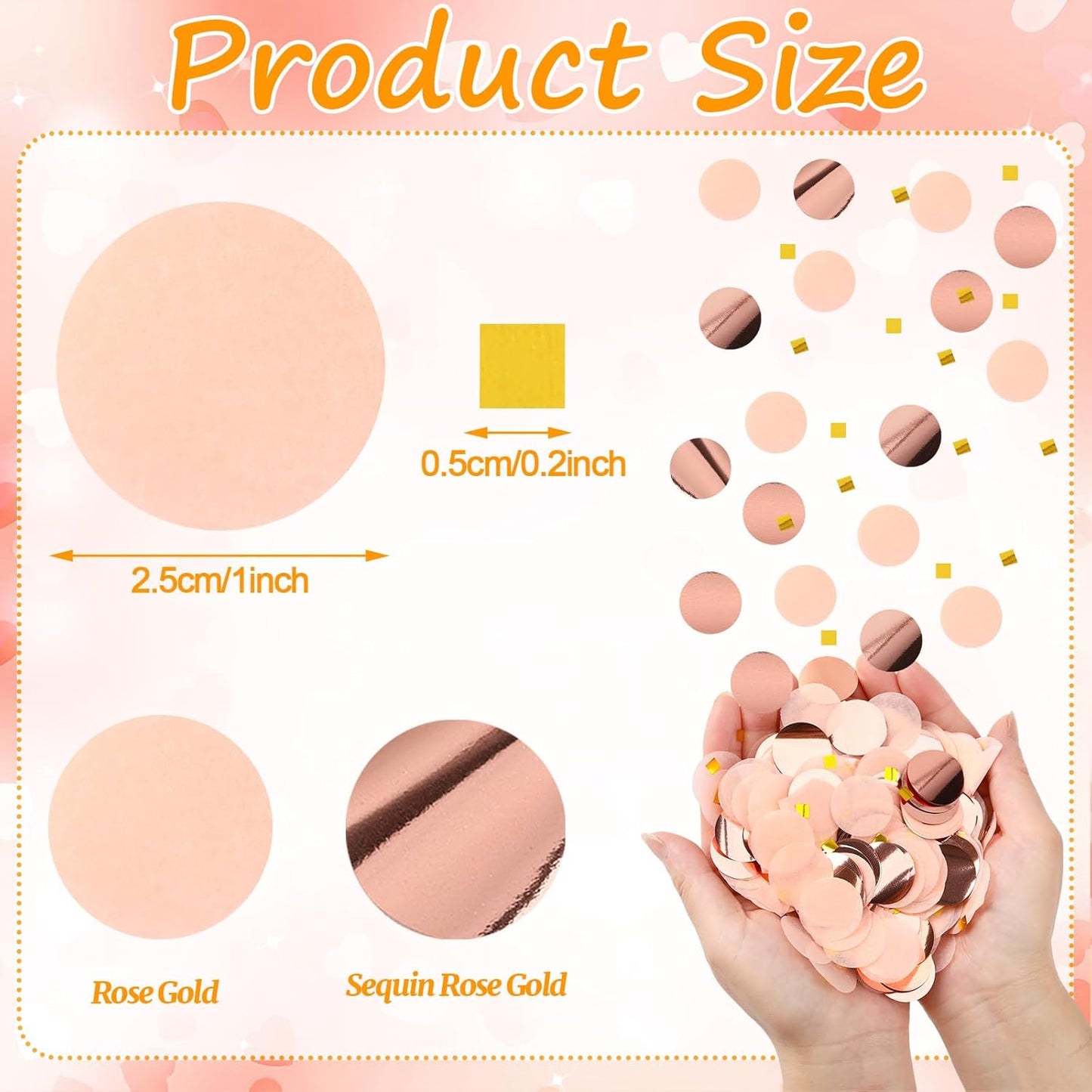 MARFOREVER Round Tissue Paper Confetti, Rose Gold Table Confetti Dots Decorations Birthday Party Scatter Table Sprinkles Hearts for Balloons Wedding Baby Shower Festival Supplies(1 inch)