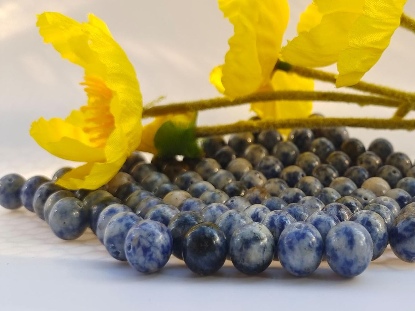 Stone Beads 6mm 140pcs Blue Spot Jasper Beads Round Loose Gemstones Beads for Bracelet Necklace Jewelry Making (6mm, 60604 Blue Spot Jasper)