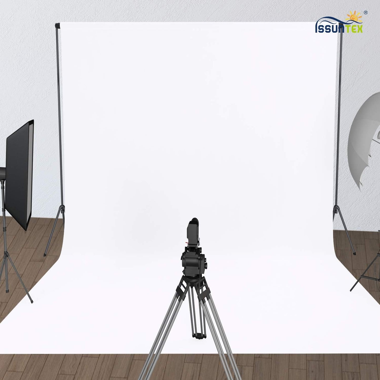 ISSUNTEX 5X6.5 ft White Background Backdrop,Photo Studio,Collapsible High Density Screen for Video Photography and Television