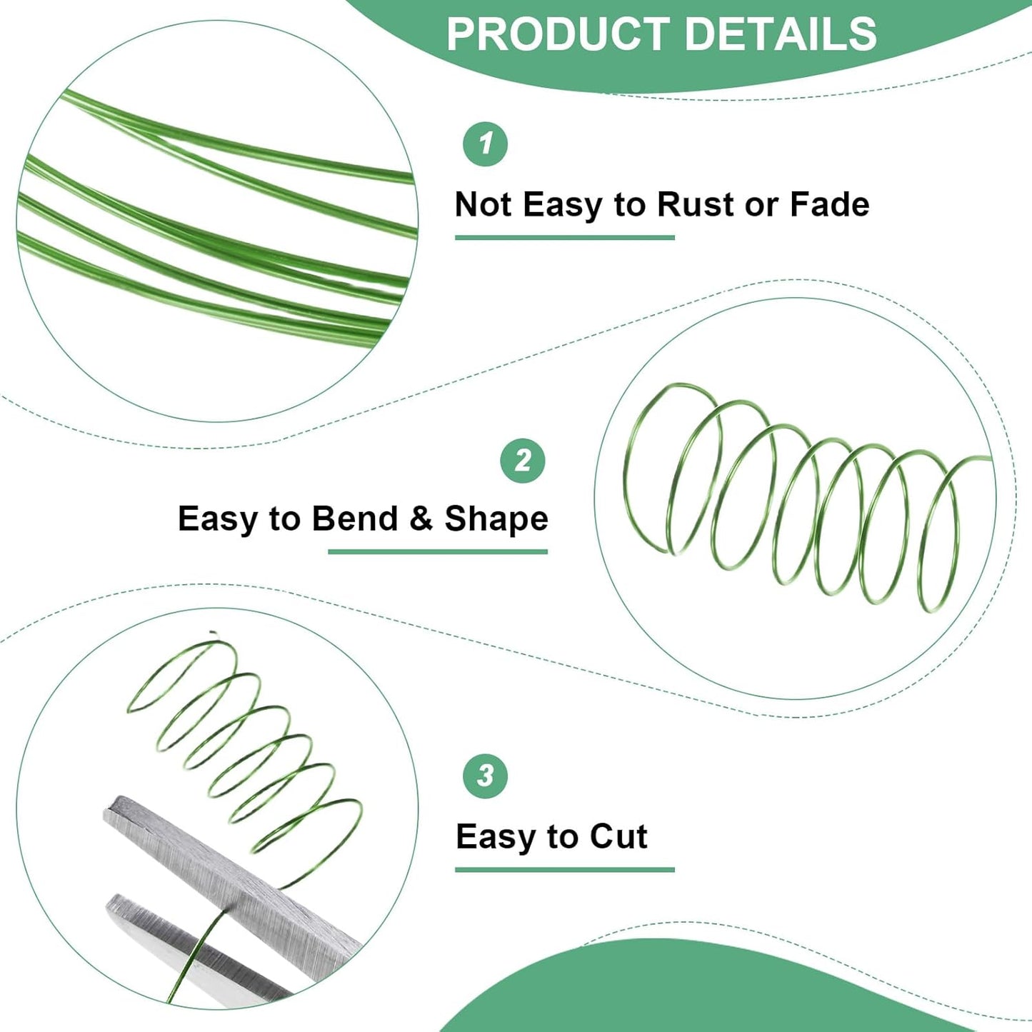 0.4mm Jewelry Wire, 26 Gauge 328FT Craft Wire Copper Beading Wire for Jewelry Making/Planting/Weaving/DIY Crafting, Soft Metal Wires [100M, Green]