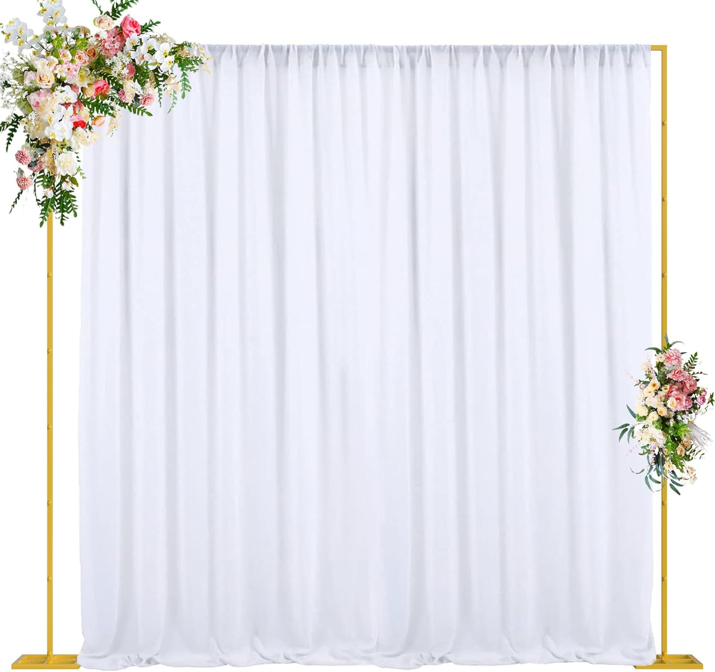 Wokceer 10x10 FT Backdrop Stand Heavy Duty Pipe and Drape Kit, Adjustable Gold Backdrop Stand for Wedding Birthday Party Photography Photo Booth Background Christmas Decoration