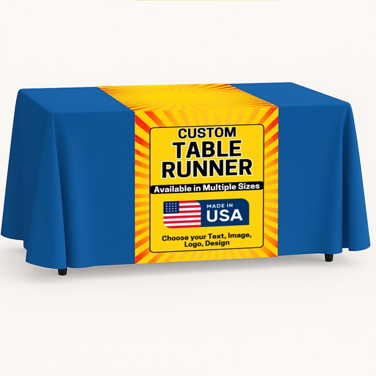 DreamController Custom Table Runner 12"x72" to 36"x72" with Business Logo, Image or Text | Personalized Table Runner for Trade Shows, Events, Birthday, Wedding | Made in USA | Fast delivery | HD Print