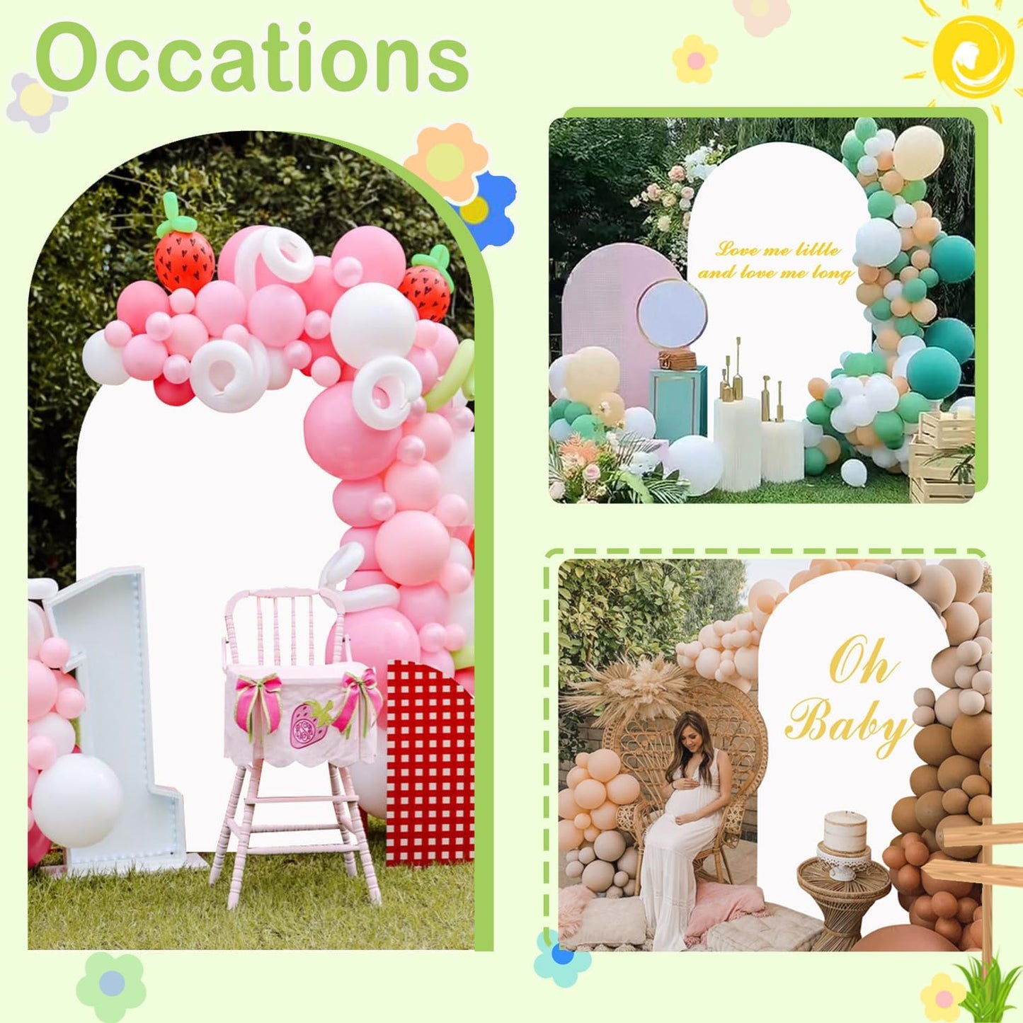 White Arch Cover - 4ft Wedding Arch & Backdrop - Stretchy Spandex Fitted Cover - Chiara Backdrop for Baby Shower & Birthday Decor