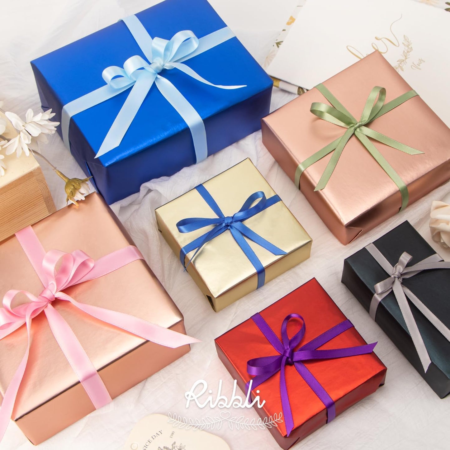 Ribbli Dusty Sage Satin Ribbon Double Faced Satin 1/2 Inch x Continuous 25 Yards-Sage Green Ribbon for Gift Wrapping Crafts Wedding Decoration Bows Bouquet Floral Arrangement