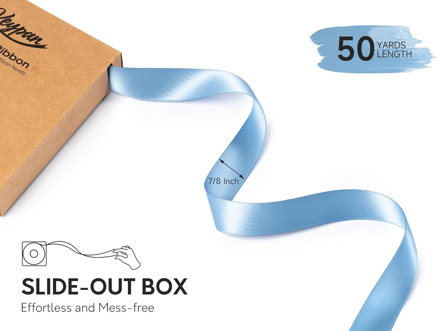 French Blue Satin Ribbon 7/8 Inch x 50 Yards Double-Faced Ribbons for Gift Wrapping Flower Bouquet Wedding Paper Bows Invitations Crafts