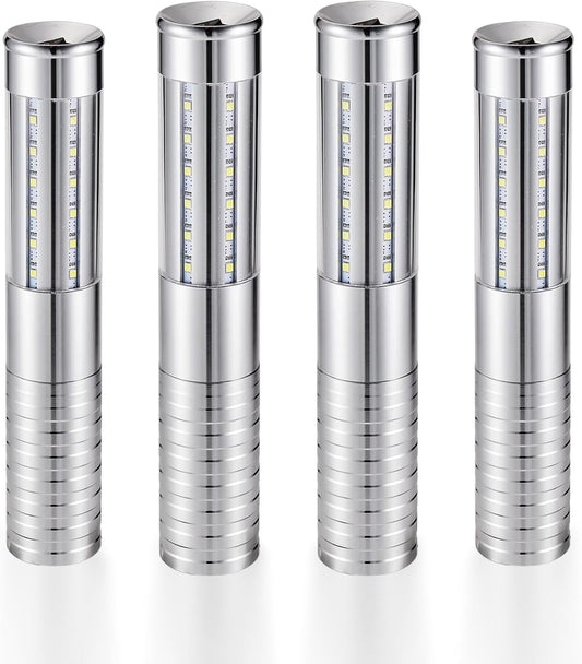 4 Packs Rechargeable LED Strobe Baton Lights Reusable Bottle Service Lights for Liquor Bottles Handheld Service Sparklers for Club Weddings Concert Outdoor Events (Silver-White Light, 4)