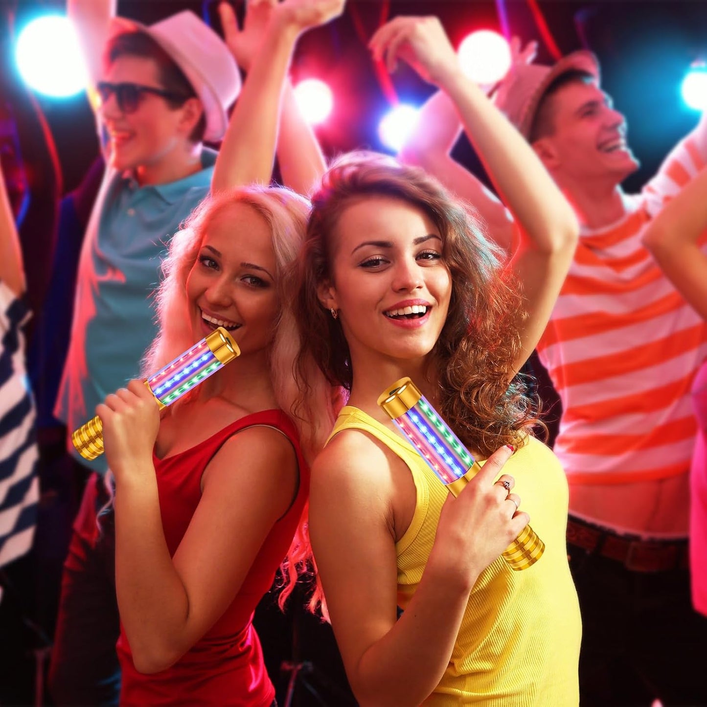 2 Pieces RGB LED Strobe Baton Light Rechargeable Bottle Service Sparklers Stick Reusable Champagne Bottle Handheld LED for Club Stage Nightclub Party Concert Event Bar Outdoor - Gold