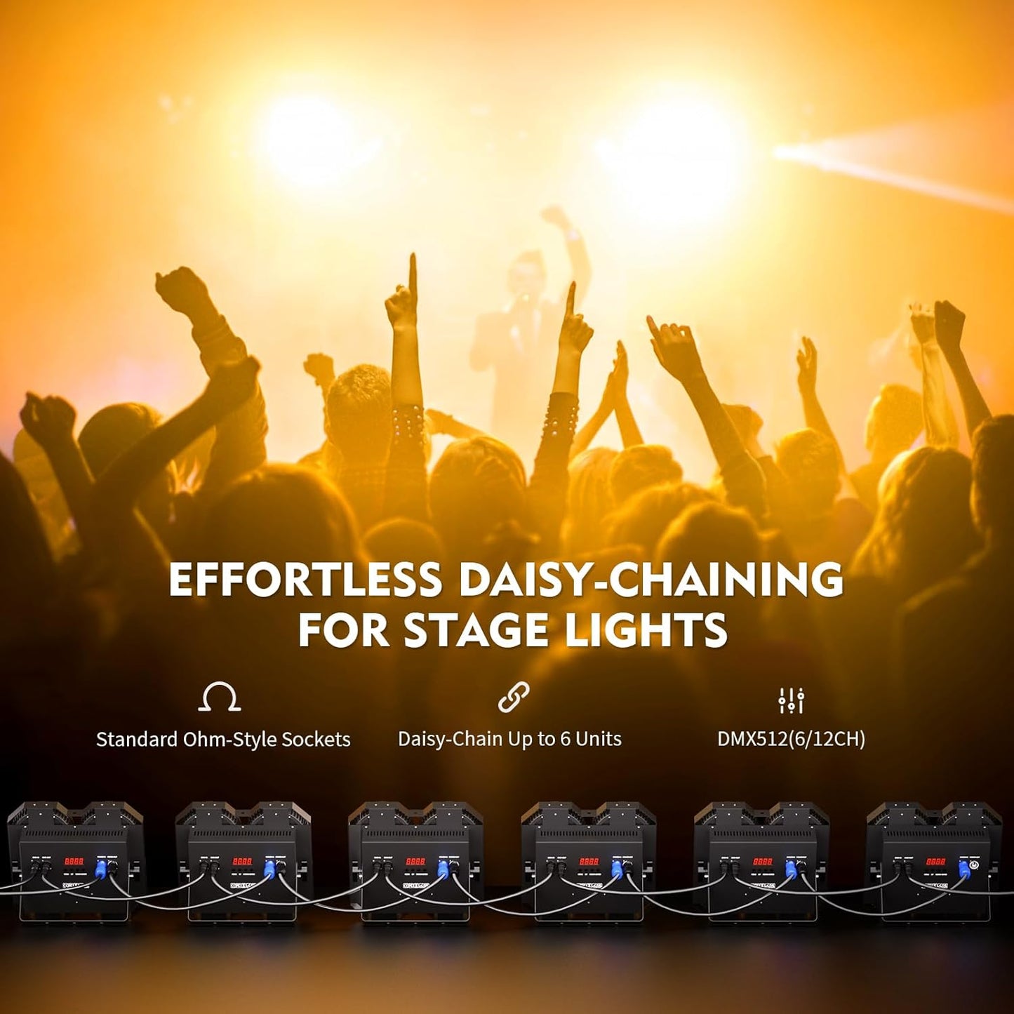 Stage Lights, 4X100W COB Spotlight LED Par Can Retro Lights, 2 in 1 Cool White & Warm White DMX512 Sound Activated Blinder Uplights for Events Parties Wedding Church Concert Studio Show Dance - 8Packs