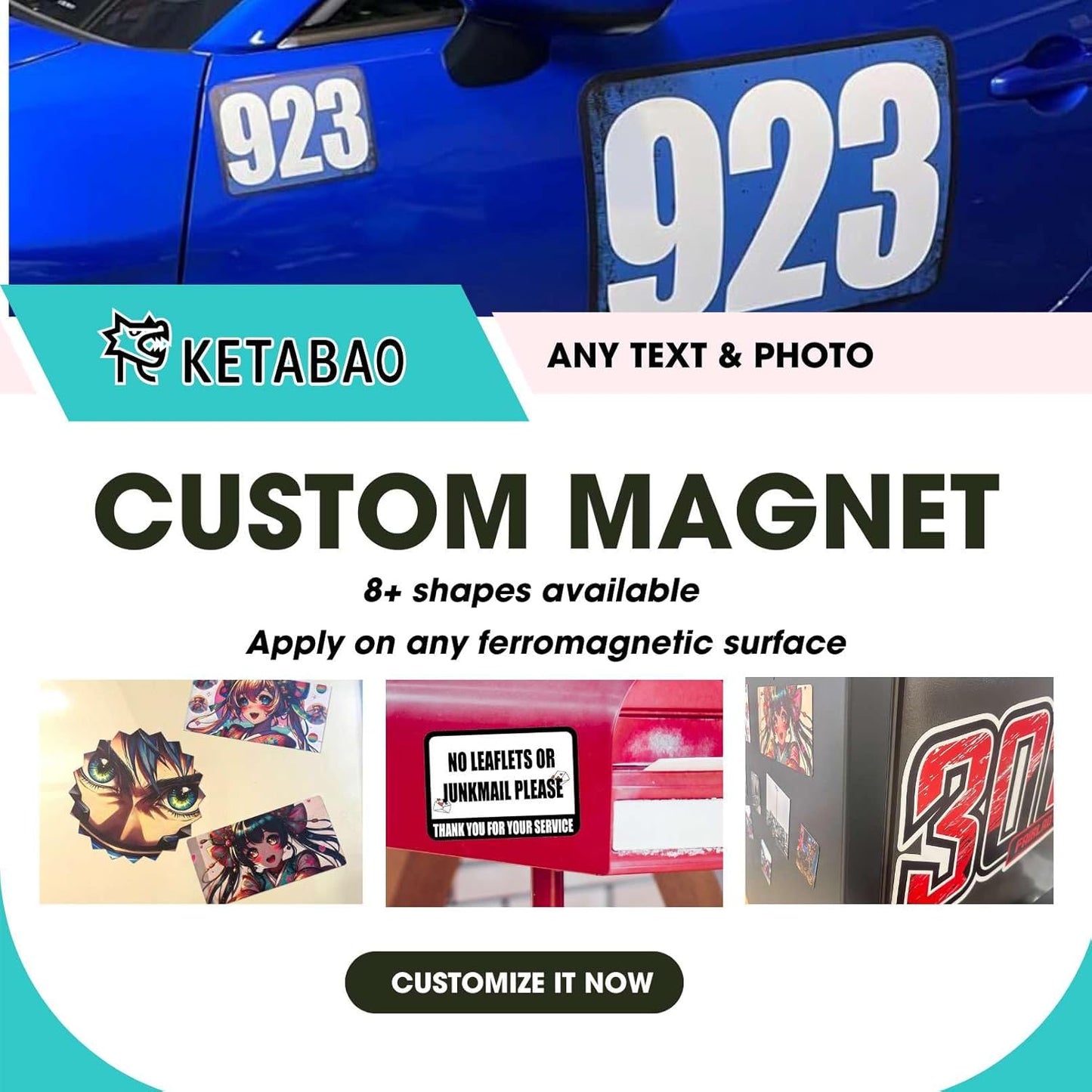 KETABAO – 8" Create Your Own Pentagon Photo Magnet – Customized Magnetic Photo Frames for Refrigerators, Storage Cabinets and Cars