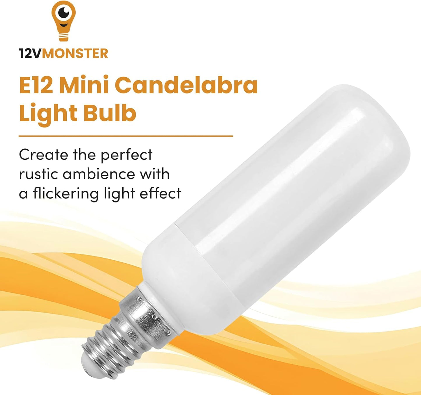 Fire Effect T6 T8 E12 LED Fire Candle Light Bulb Flame Flicker Tube Base Shape Novelty Lighting B11 Torch Rustic Farmhouse Bulbs 12mm Diameter, 100MM / 4.00" Total Length 120V ST15 3 Pack