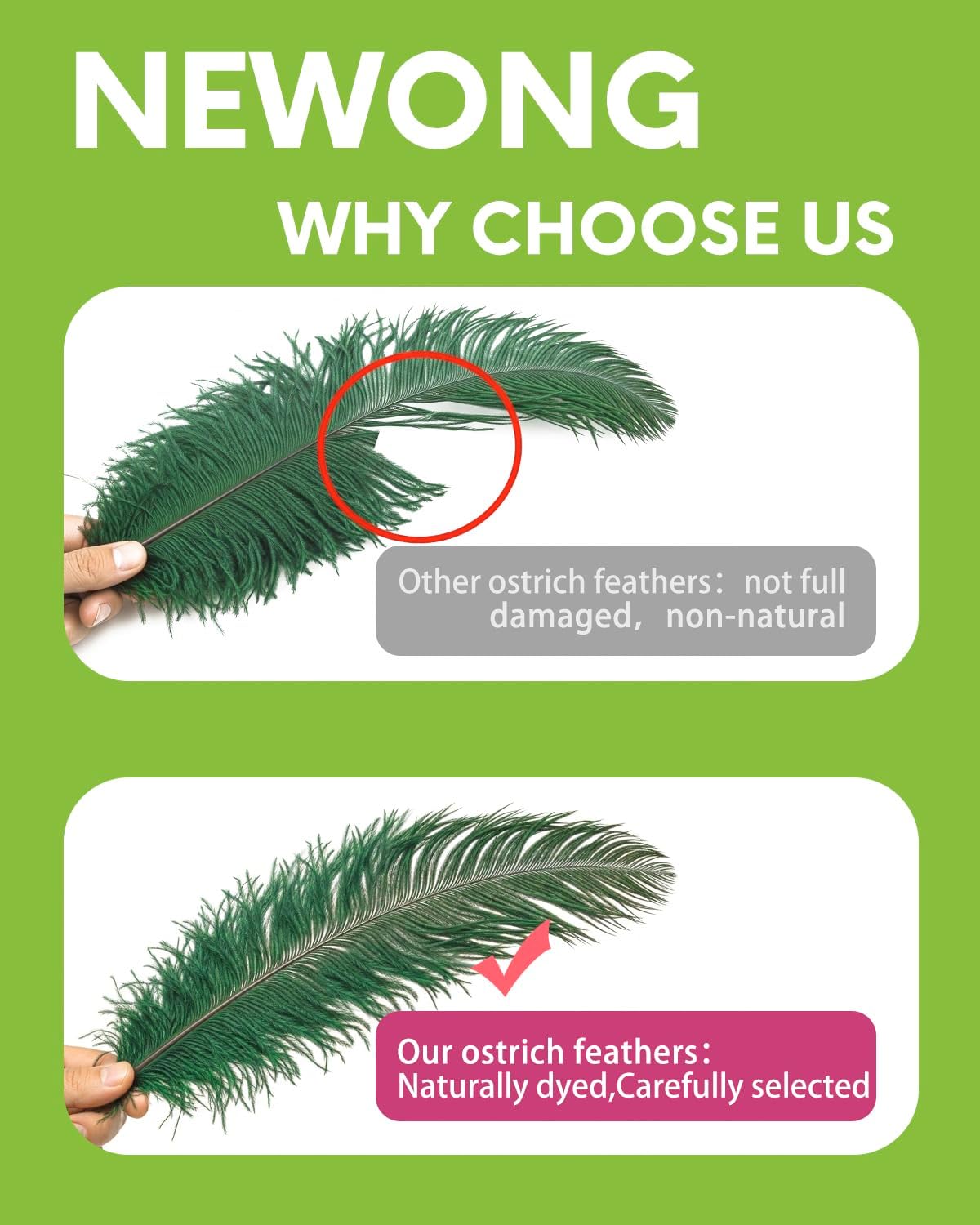 NEWONG 30pcs Blackish Green Ostrich Feathers Natural Bulk 9-12inch(23-30cm) Vase Craft Wedding Home Party Centerpieces Christmas Day Decoration