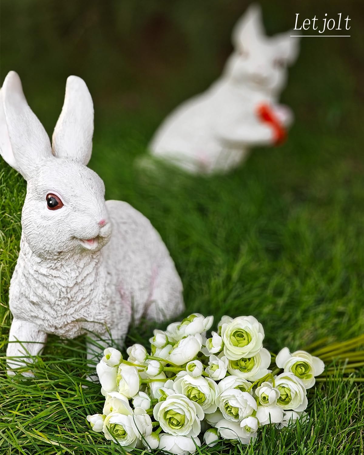 Letjolt Ranunculus Artificial Flower 18 Pcs Green Silk Ranunculus Wedding Bouquet Engagement Centerpieces Arrangements Bridal Shower Decorations Home Decor, Green