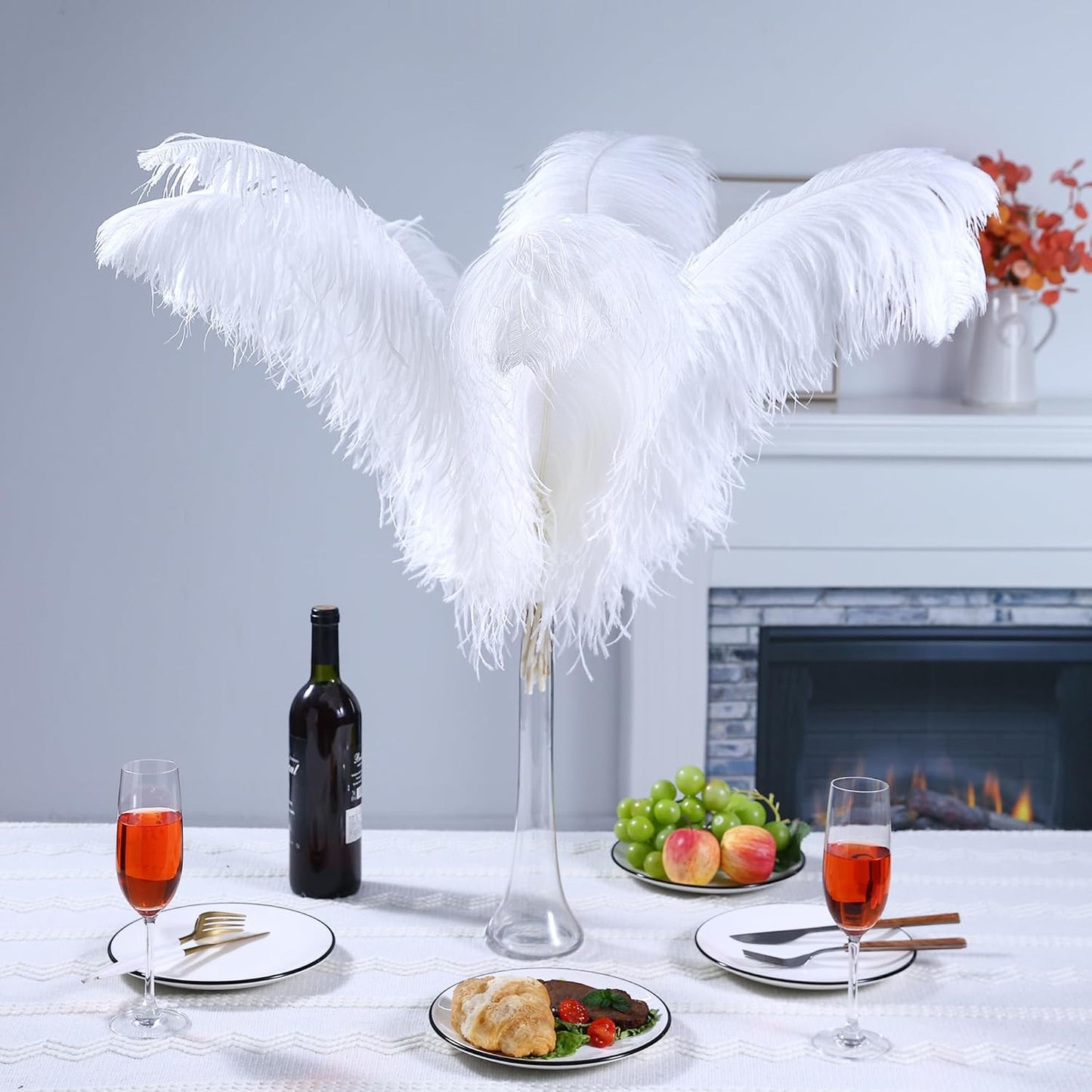 Larryhot White Large Ostrich Feathers - 28-30 inch 10pcs Feathers for Vase,Wedding Party Centerpieces and Home Decorations (White)