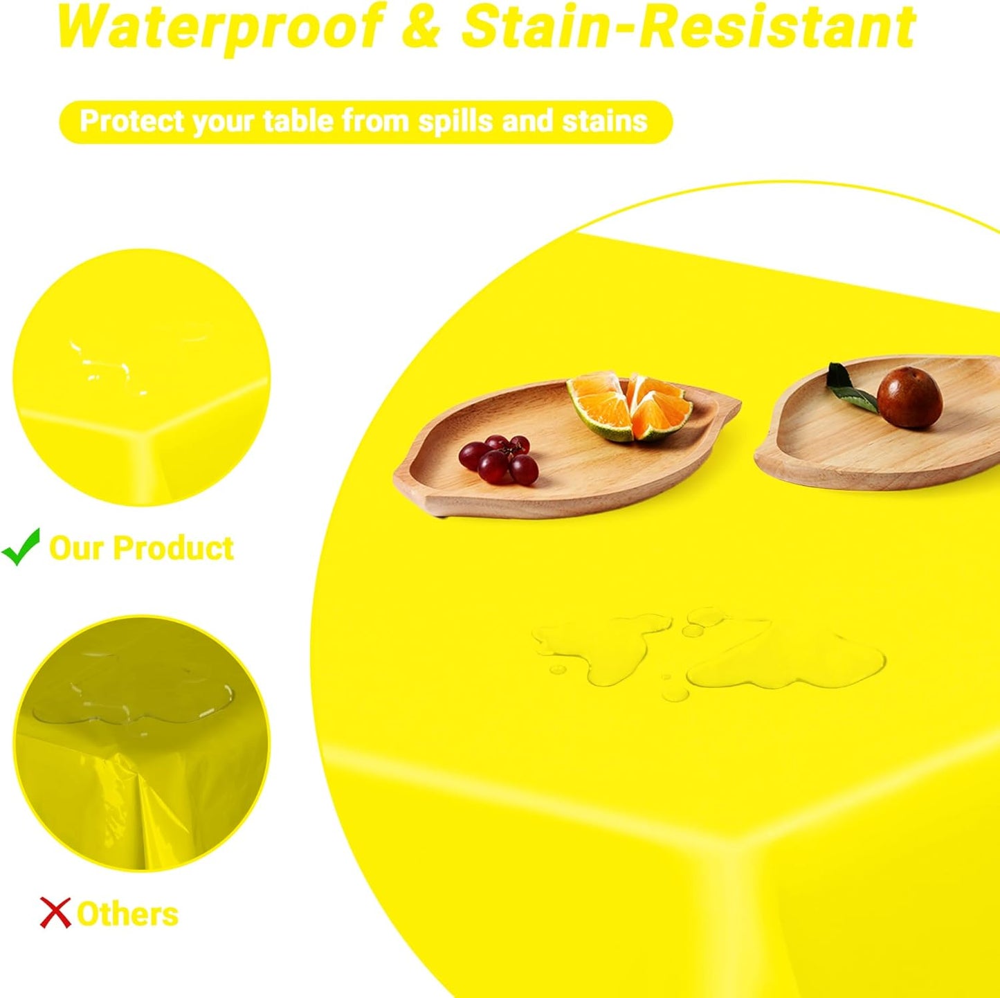 QZYL 4 PCS Rectangle Tablecloth, 54 x 108 Inches Congratulations Decorations of Picnic Table Cover, Robust Yellow Table Cloth for Restaurant Party, Plastic Table Cloth of Leakproof and Waterproof