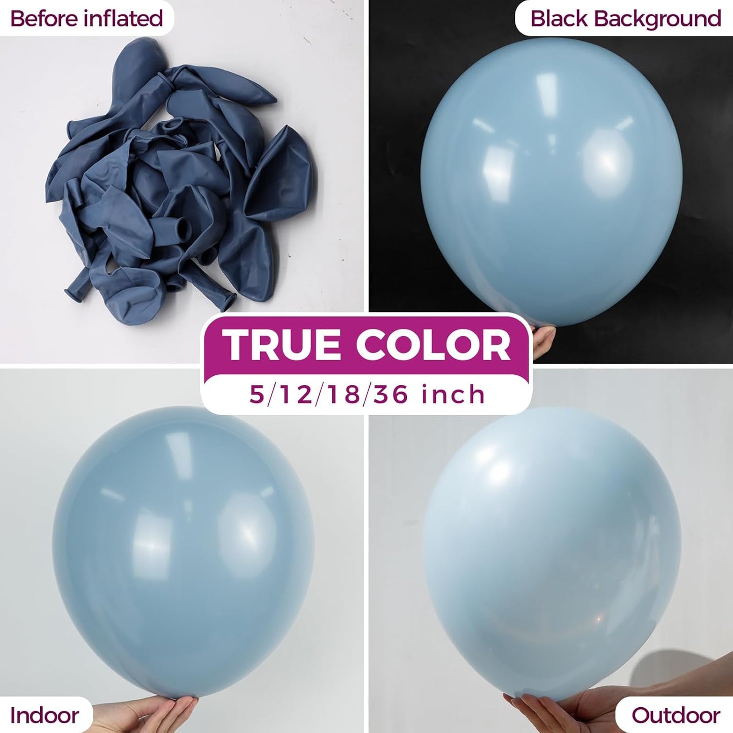 Bezente Dusty Blue Balloons Latex Party Balloons - 100 Pack 12 inch Round Helium Haze Blue Balloons for Birthday Bridal Shower Wedding Gender Reveal Engagement Graduation Party Decorations