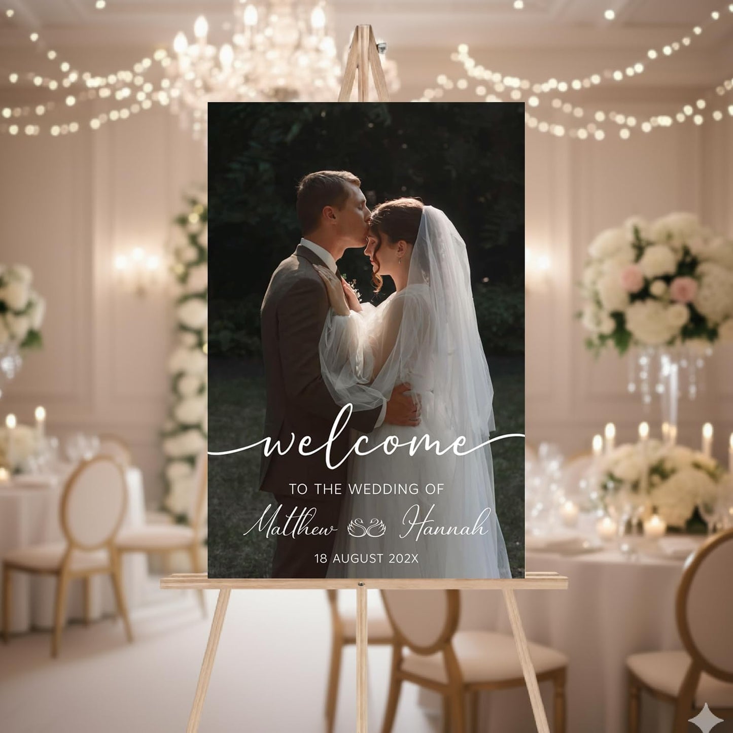 Personalized Wedding Photo Acrylic Welcome Sign – Custom Picture Board with Bride & Groom Names, Elegant Acrylic Wedding Reception Entrance or Ceremony Decoration, Indoor & Outdoor Keepsake Gift #14