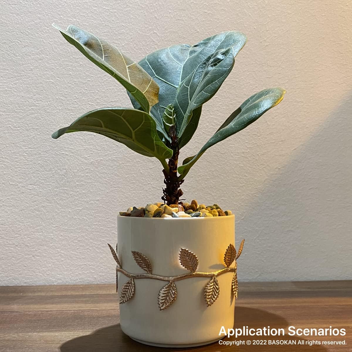 BASOKAN Rose Gold Leaves Ribbon for Wedding Party Home Decorations - 20 Yards - Leaf Trim Rope for Garland and DIY Crafts