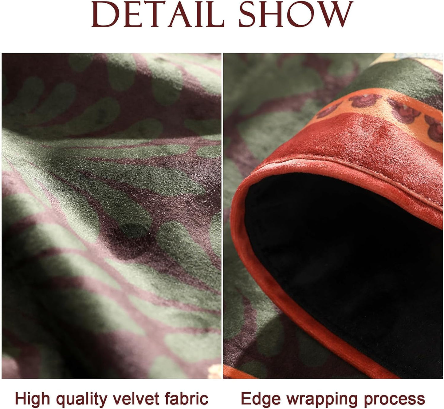 patdrea Designer Mysterious Oil Painting Figures Velvet Table Runner, Brown Green with Palm Frond Pattern Table Mat, Decoration for Kitchen Dining Coffee Table Cabinet Banquet Thanksgiving,12"*102"