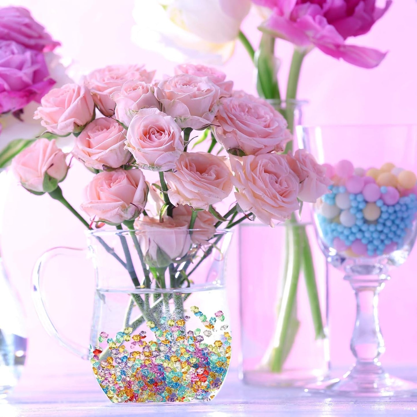 uxcell 1000pcs Fake Ice Rocks, Dazzling Clear Resin Crushed Ice Sparkling Fake Diamonds Gem Stones for Vases Fillers Table Scatter, Theme Party Favors, Clear