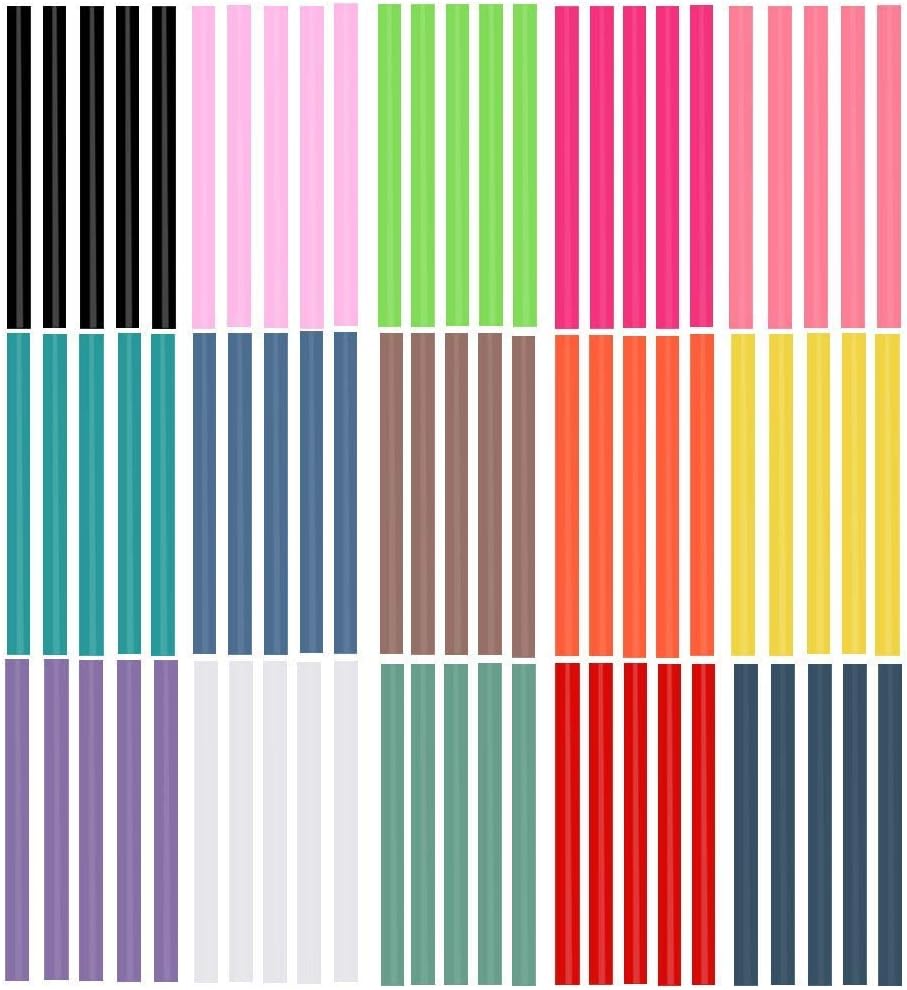 Colored Hot Glue Sticks for Hot Glue Gun 15 Colors 75 Pcs 7* 100mm Full Size Opaque Color Mini Hot Glue Sticks Hot Melt Glue Gun Stick Bulk Purple Black Yellow Pink Red Purple for DIY Art Craft Repair