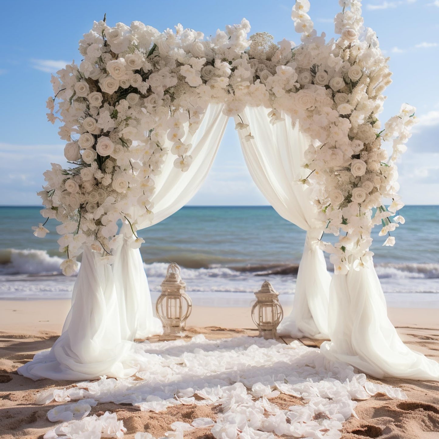 Wokceer Wedding Arch Draping Fabric 2 Panels 28.7" x 20FT Ivory Drapes Sheer Fabric Backdrop Arch Draping for Wedding Ceremony Birthday Party Bridal Shower Decoration